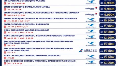 TOUR CHINA CHONGQING ZHANGJIAJE MURAH 2026